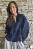 Sabo Boucle Flower Blouse Navy